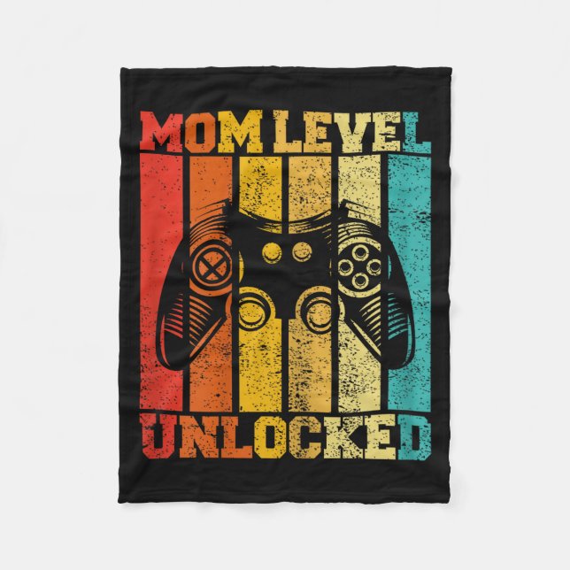 Cobertor De Velo Funny New Mom Level Unlocked Gaming Pregnancy Anno (Frente)