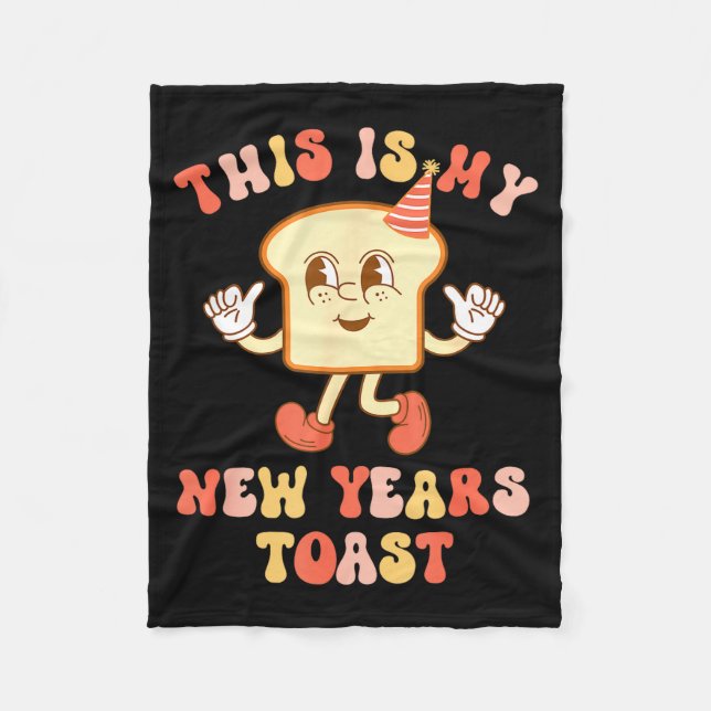 Cobertor De Velo Funny New Year's Toast Bread Pun Retro Hipe  (Frente)