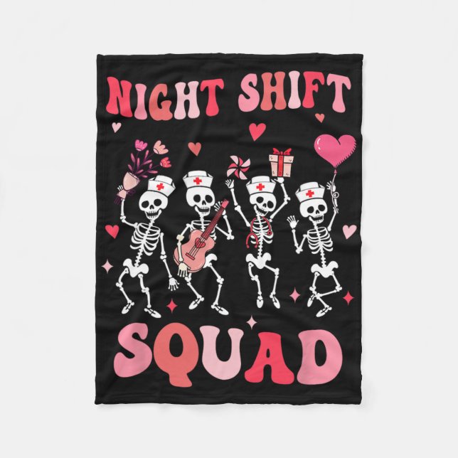 Cobertor De Velo Funny Night Shift Squad Nurses Skeleton Dancing Va (Frente)
