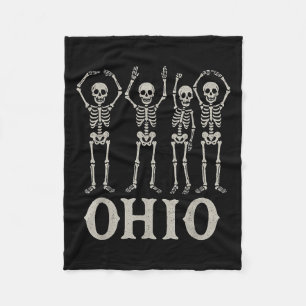 Cobertor De Velo Funny O-h-i State Skeleton Ohio Halloween Vintag