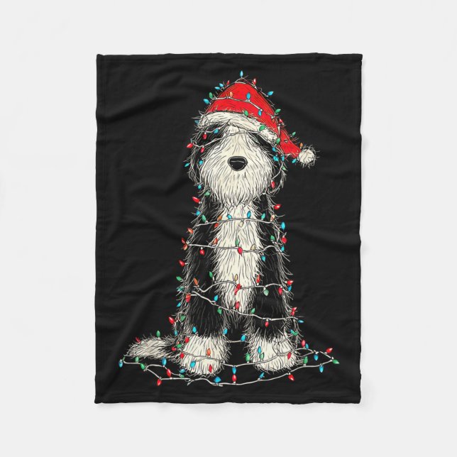 Cobertor De Velo Funny Old English Sheepdog Christmas Graphics Dog  (Frente)
