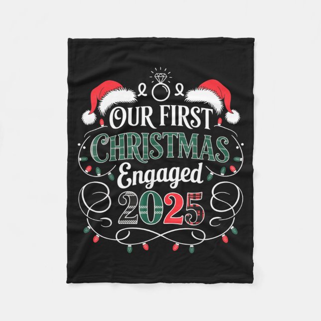 Cobertor De Velo Funny Our First Christmas Engaged 2025 Couples Paj (Frente)