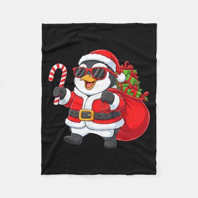 Cobertor De Velo Funny Penguin Christmas Santa Outfit Xmas Boys Gir (Frente)