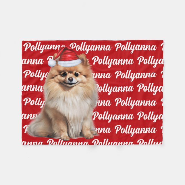 Cobertor De Velo Funny Pomeranian Dog Name Pattern Christmas (Frente (Horizontal))