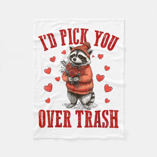 Cobertor De Velo Funny Raccoon I’d Ck You Over Trash Valentines Day (Frente)