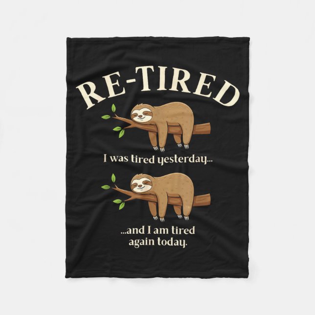 Cobertor De Velo Funny Re-tired Definition Sloth  (Frente)