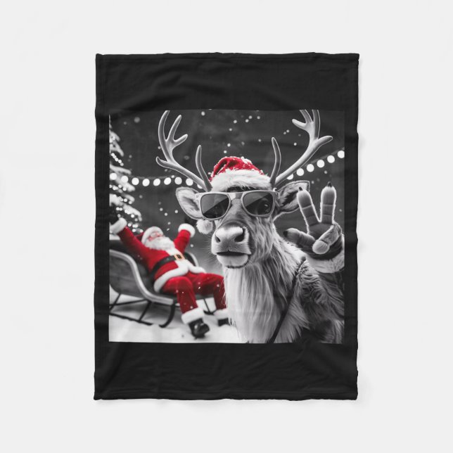 Cobertor De Velo Funny Reindeer Selfie Christmas  (Frente)