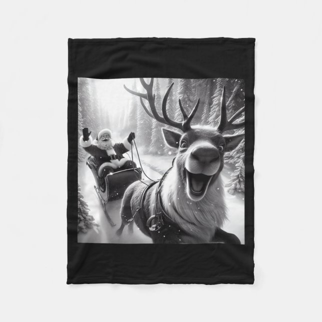 Cobertor De Velo Funny Reindeer Selfie Santa Christmas Shirts Men W (Frente)