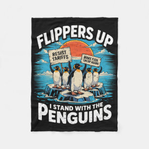 Cobertor De Velo Funny Resiste Pinguins Protestando Contra Tarifas