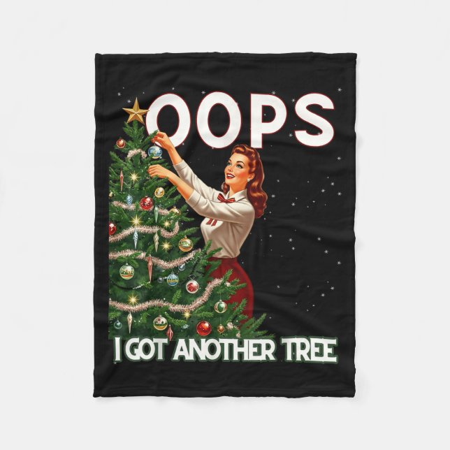 Cobertor De Velo Funny Retro Christmas Oops I Got Another Tree  (Frente)