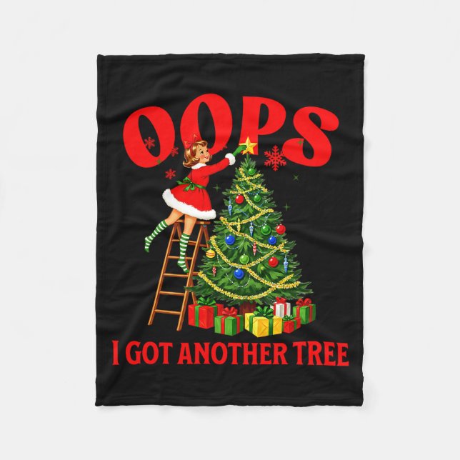 Cobertor De Velo Funny Retro Christmas Oops I Got Another Tree Prem (Frente)