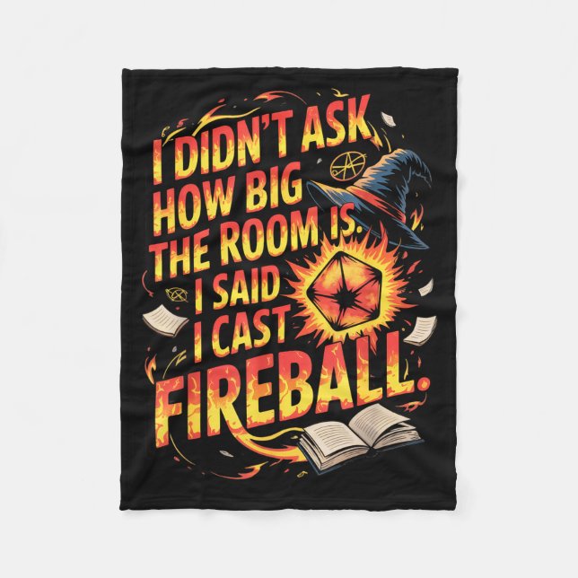 Cobertor De Velo Funny Rpg I Cast Fireball Quote With Wizard Hat An (Frente)