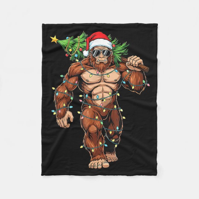 Cobertor De Velo Funny Santa Bigfoot Christmas Tree Christmas Crypt (Frente)