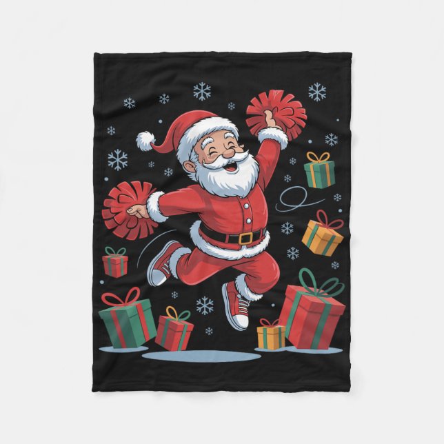 Cobertor De Velo Funny Santa Cheering Cheerleading Christmas Xmas P (Frente)