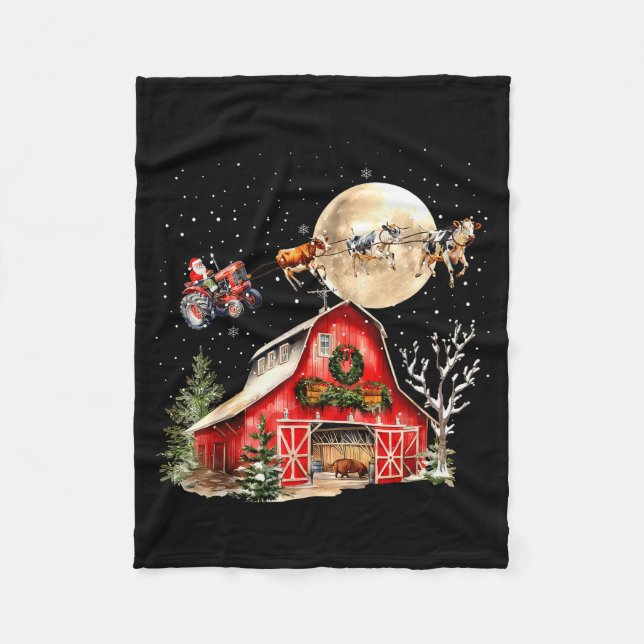 Cobertor De Velo Funny Santa Claus Tractor Cows Farm Farmer Christm (Frente)