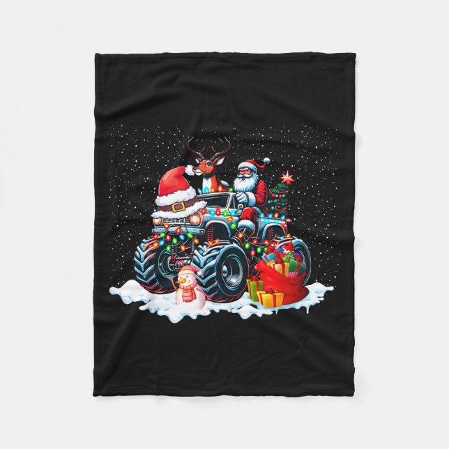 Cobertor De Velo Funny Santa Clause Riding Monster Red Truck Xmas T (Frente)