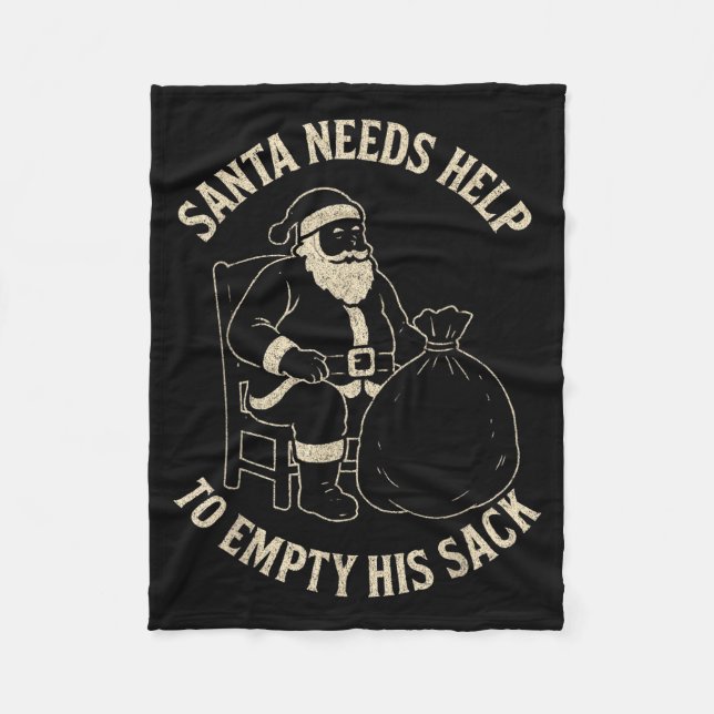 Cobertor De Velo Funny Santa Needs Help To Empty His Sack Adult Hum (Frente)