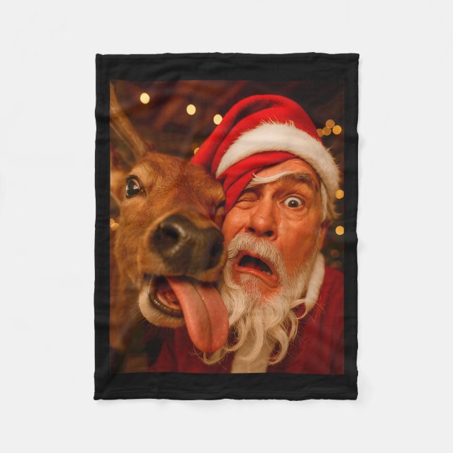 Cobertor De Velo Funny Santa Selfie Reindeer Men Women Kids Christm (Frente)