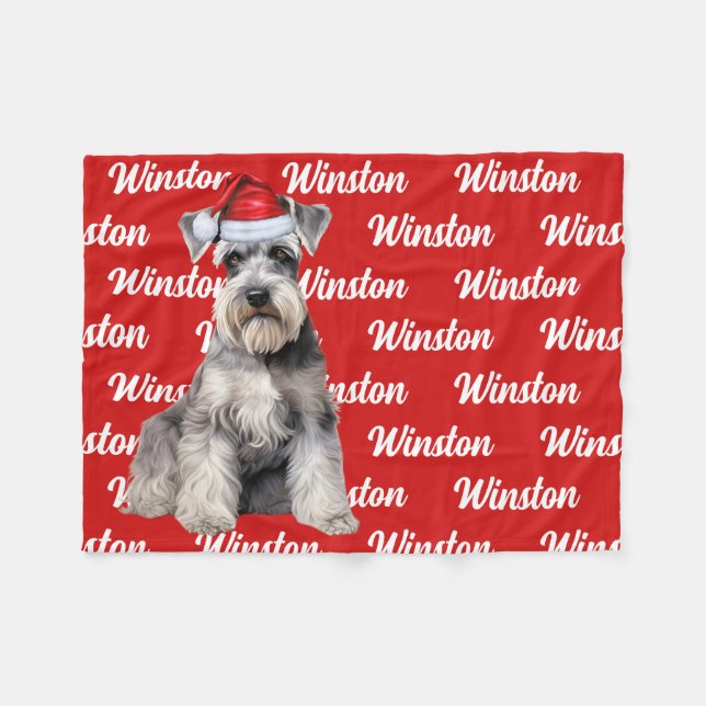 Cobertor De Velo Funny Schnauzer Dog Name Patterned Christmas (Frente (Horizontal))