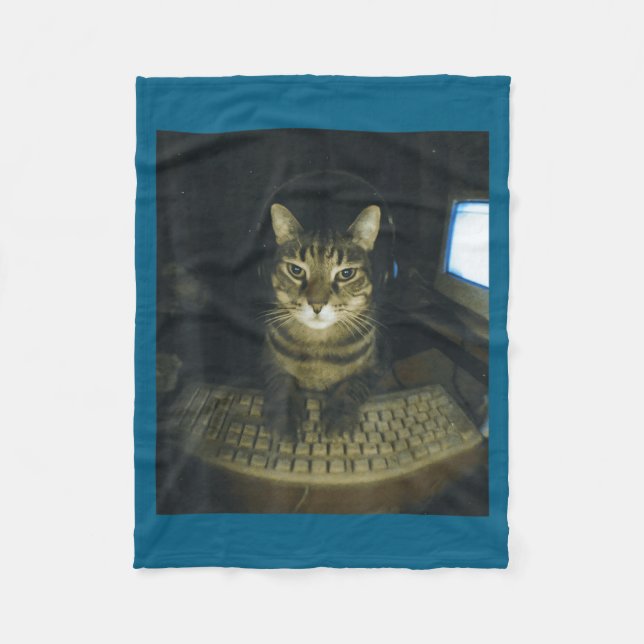 Cobertor De Velo Funny Serious Gamer Cat Lovers Stud Kitty Cat Meme (Frente)