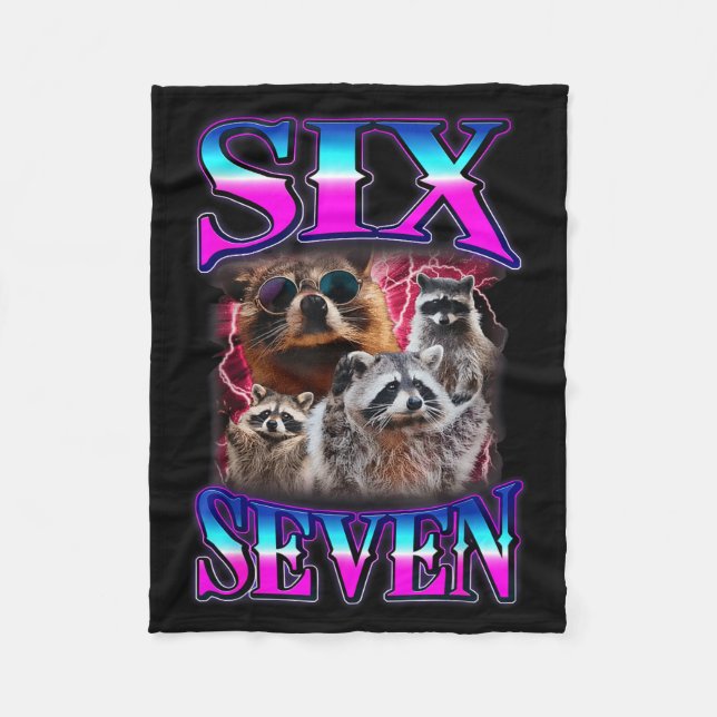 Cobertor De Velo Funny Six Seven 67 Meme 67 Racoon Meme Bootleg Gra (Frente)