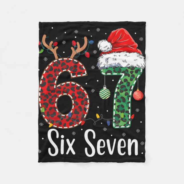 Cobertor De Velo Funny Six Seven 6 7 Meme 67 Christmas Leopard Xmas (Frente)