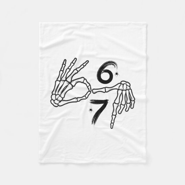Cobertor De Velo Funny Six Seven 6 7 Meme 67 Skeleton Hand Hallowee (Frente)