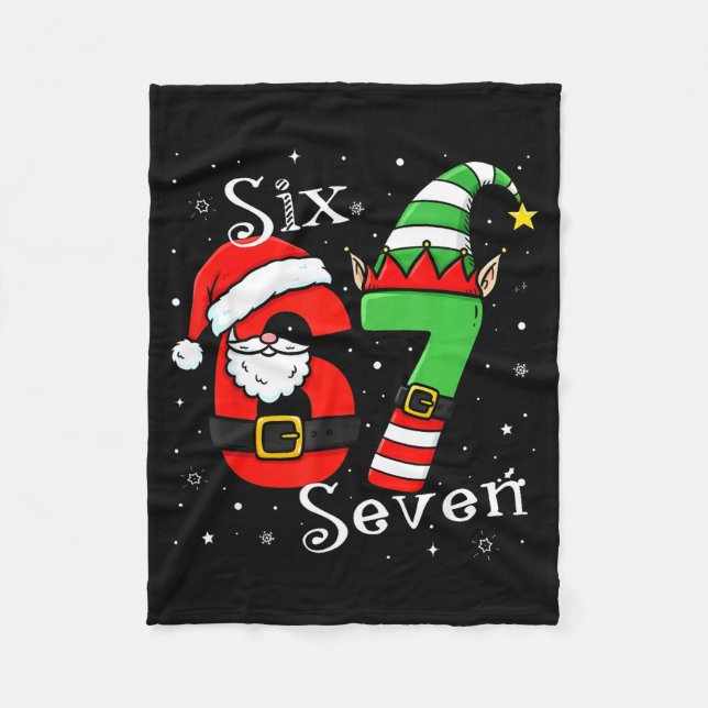 Cobertor De Velo Funny Six Seven 6 7 Meme Christmas Santa Elf Numbe (Frente)