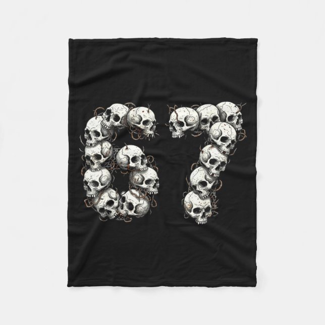Cobertor De Velo Funny Skulls 6 7 Meme Six Seven Love Halloween  (Frente)