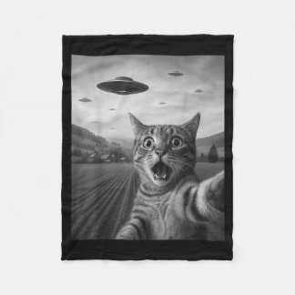 Cobertor De Velo Funny Surprised Ed Cat Selfie With Alien Ufo Cat U