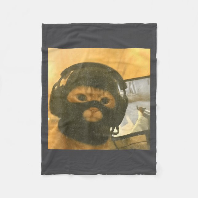 Cobertor De Velo Funny Tactical Gamer Cat Meme Graphic  (Frente)