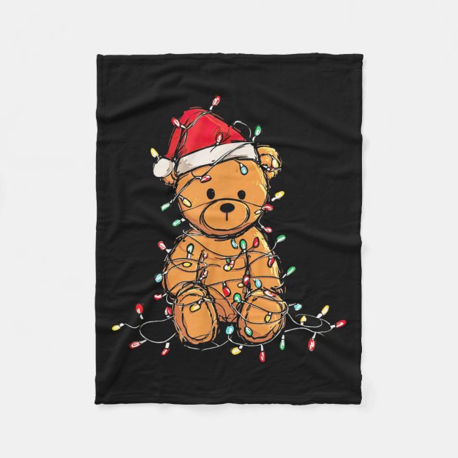 Cobertor De Velo Funny Teddy Bear Christmas Graphics Lights Lover  (Frente)
