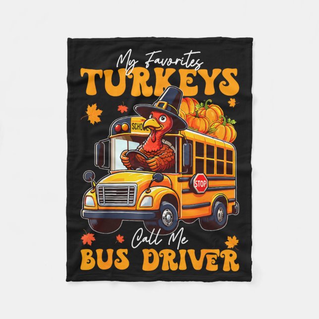 Cobertor De Velo Funny Thanksgiving Turkey Bus Driver School Gift  (Frente)