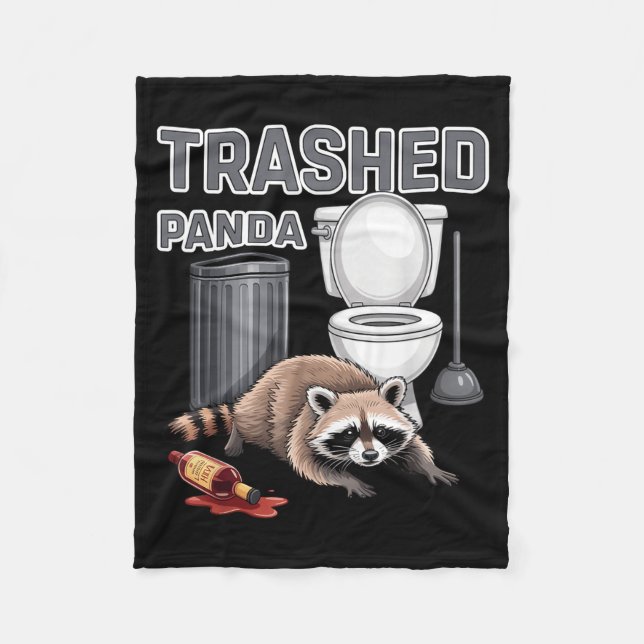 Cobertor De Velo Funny Trashed Panda Raccoon Gets Drunk  (Frente)
