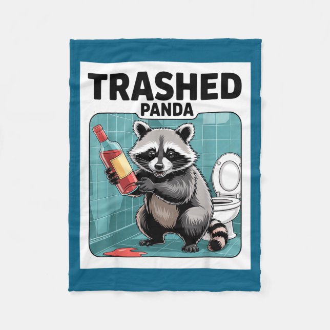 Cobertor De Velo Funny Trashed Panda Raccoon Gets Drunk  (Frente)