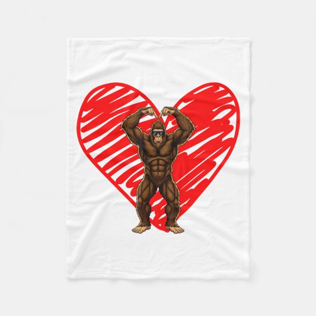 Cobertor De Velo Funny Valentines Day Bigfoot Sungles In Heart Sasq (Frente)