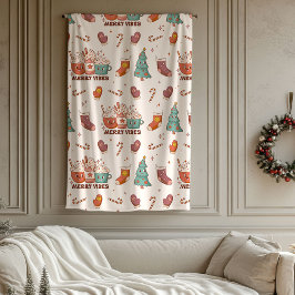 Cobertor De Velo Funny Vintage Christmas Blanket 70s Pastel Vibe