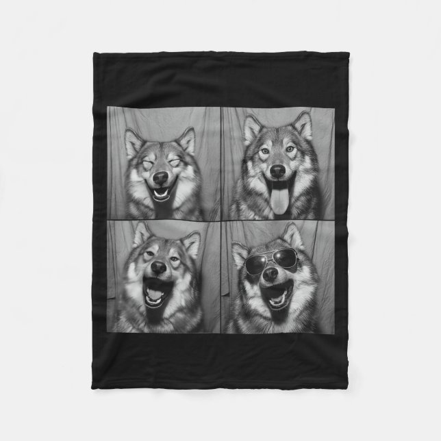 Cobertor De Velo Funny Wolf Photo Booth Sungles Dog  (Frente)