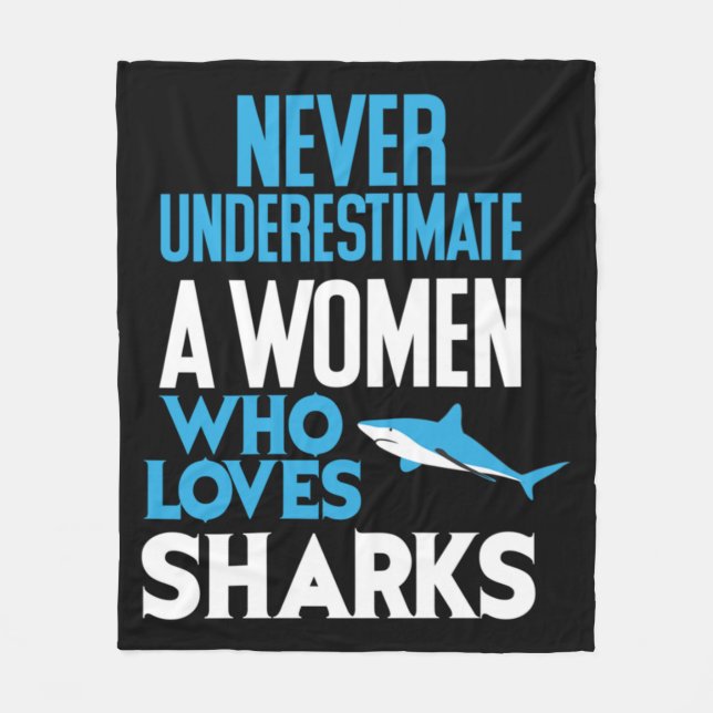 Cobertor De Velo Funny Woman Who Loves Sharks (Frente)