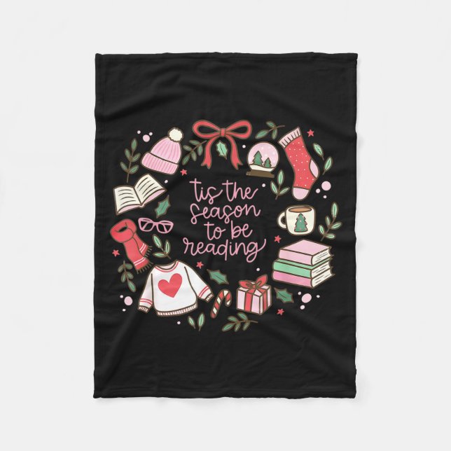 Cobertor De Velo Funny Xmas Tis The Season To Be Reading Books Paja (Frente)