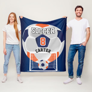Cobertor De Velo Futebol ⚽ Bola - Laranja, Branco e Azul