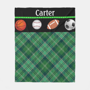 Cobertor De Velo Futebol de basquete de futebol do Green Tartan