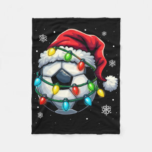 Cobertor De Velo Futebol de Natal Ll Chapéu do Papai Noel Luzes de