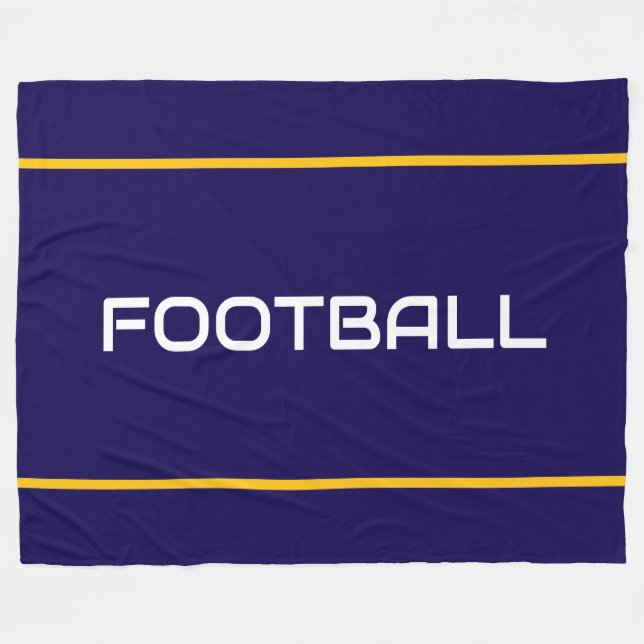 Cobertor De Velo FUTEBOL Texto Branco Listras Laranja Amarelo Azul- (Frente (Horizontal))