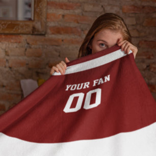 Cobertor De Velo Futebol vermelho & branco personalizado