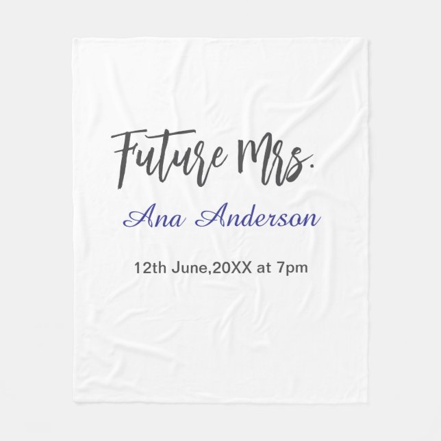 Cobertor De Velo Future mrs surname bride to be purple gray name da (Frente)