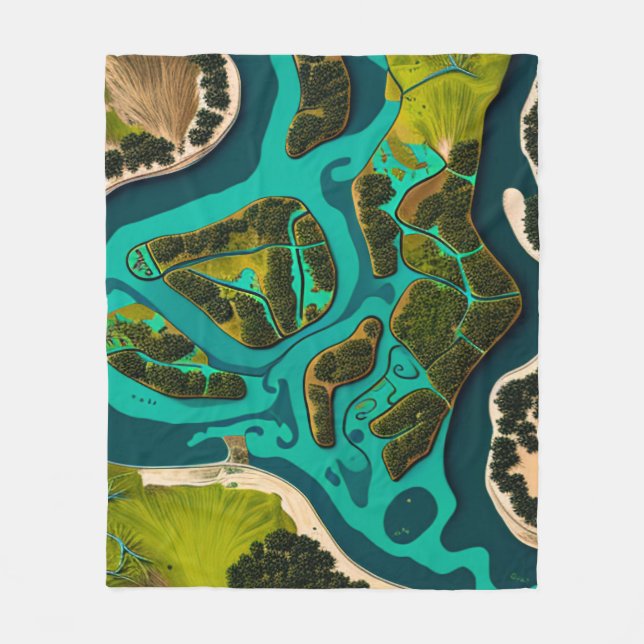 Cobertor De Velo Futuristic Marshlands (Frente)