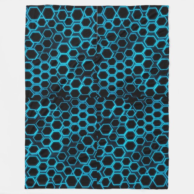 Cobertor De Velo Futurística Neon Hexagon Tech Blanket Design (Frente)
