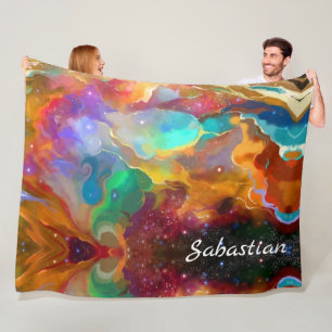 Cobertor De Velo Galáxia Espacial Colorida Nebulosa Personalizada