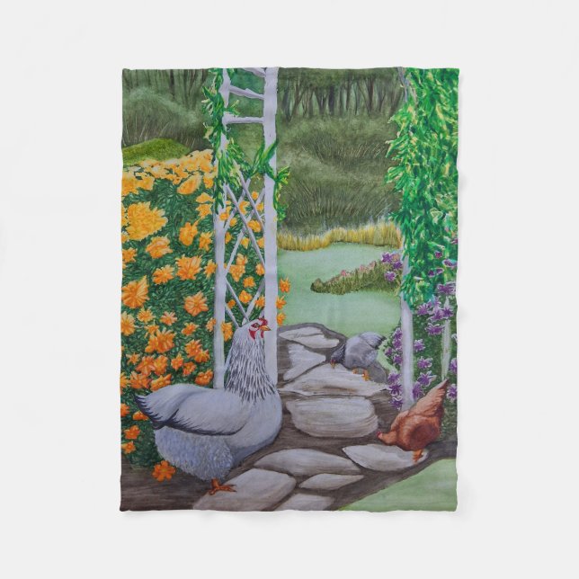 Cobertor De Velo Galinhas felizes se divertindo no parque (Frente)